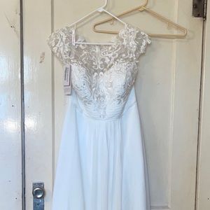 Scoop Neck Asymmetrical Chiffon Wedding Dress